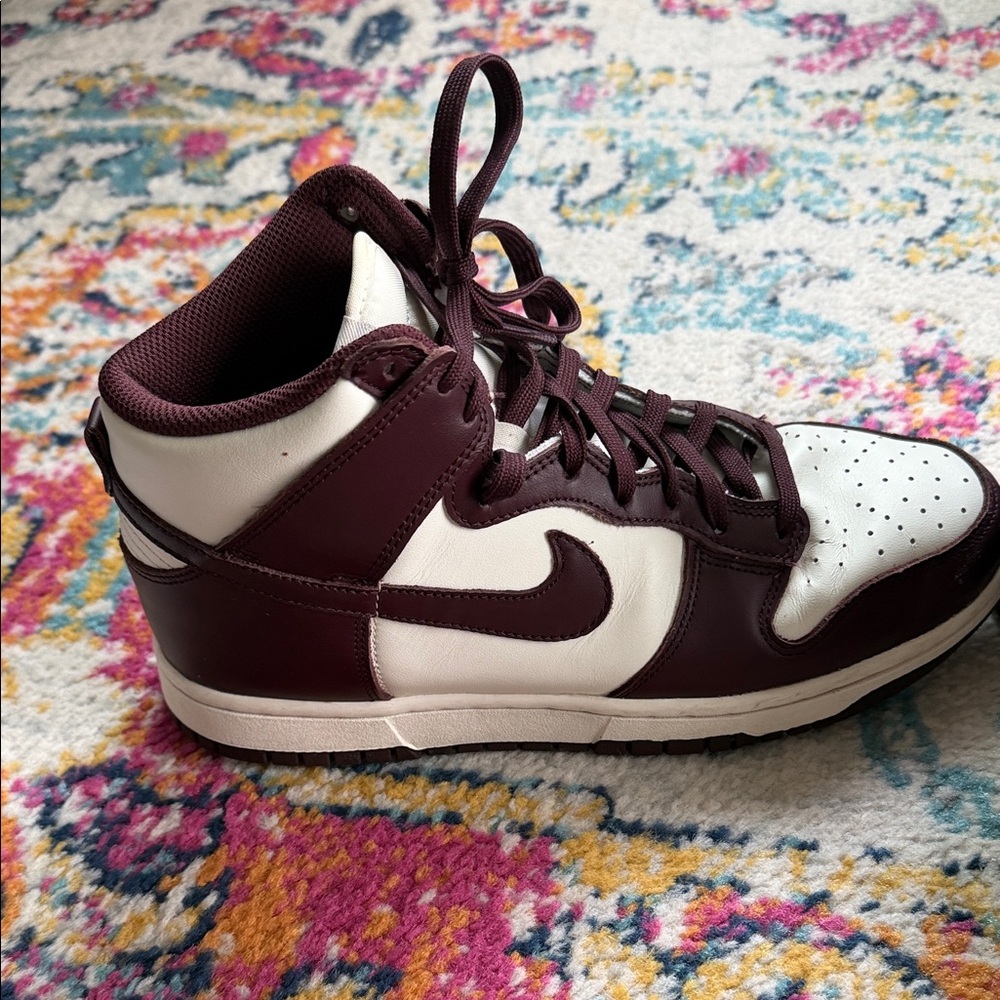 Nike Dunk Burgundy and White Women's Sneakers